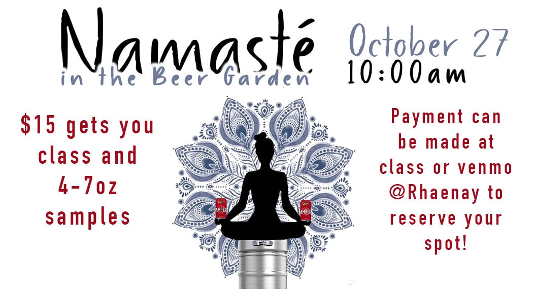 Namaste in the Beer Garden event poster.