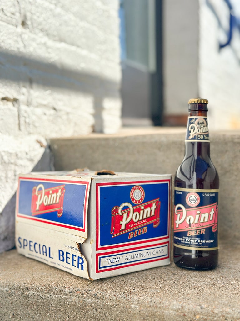 Vintage packaging and bottle for Point Special beer