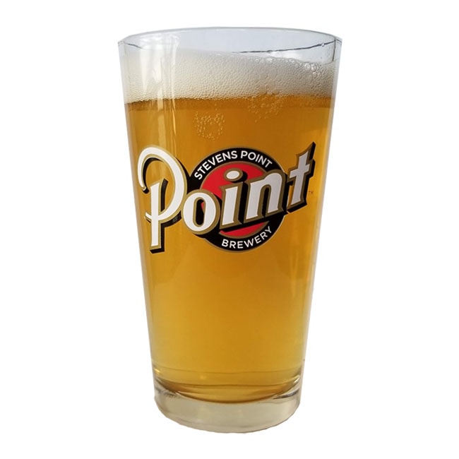 Pint glass with Stevens Point Brewery logo