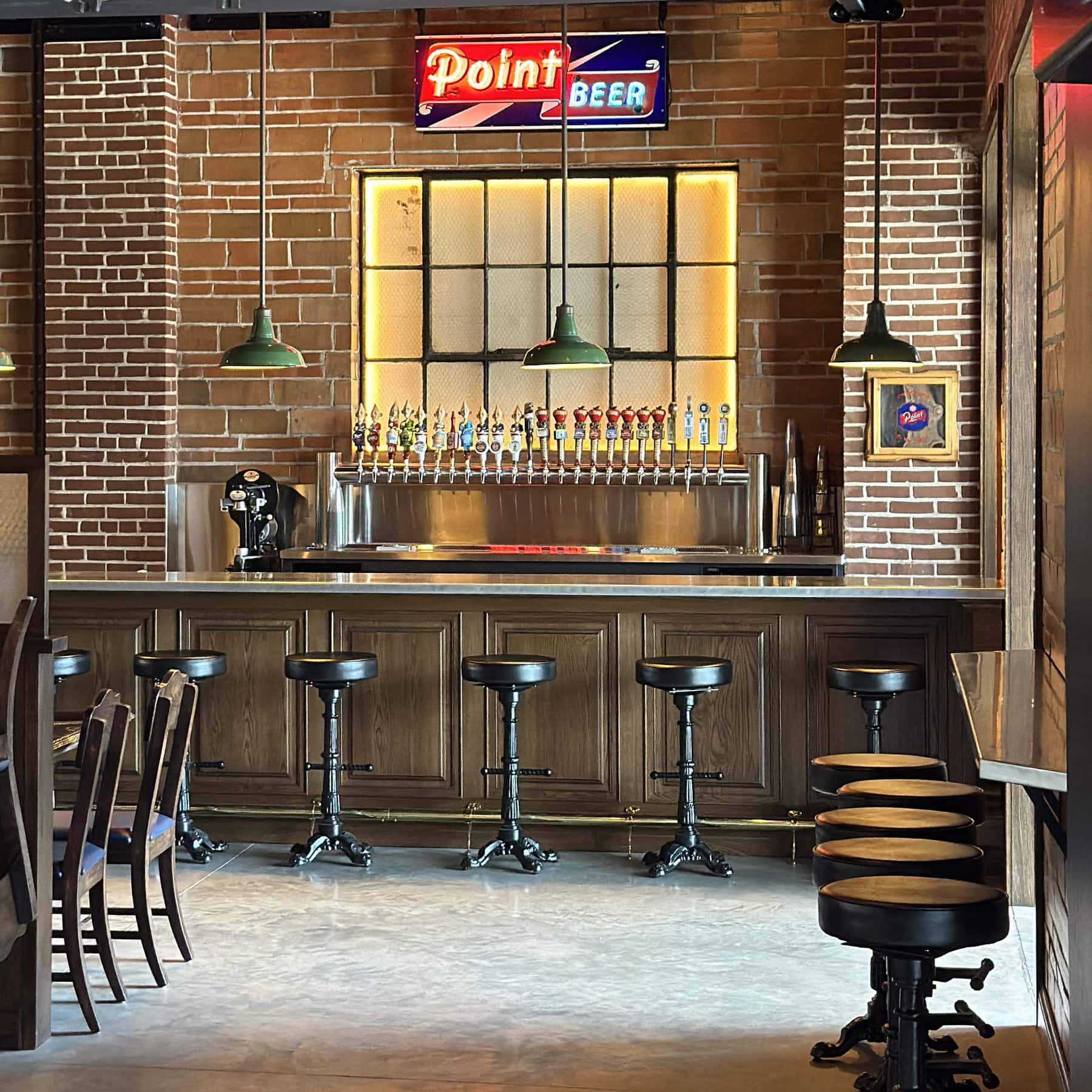 Vintage bar interior with beer taps
