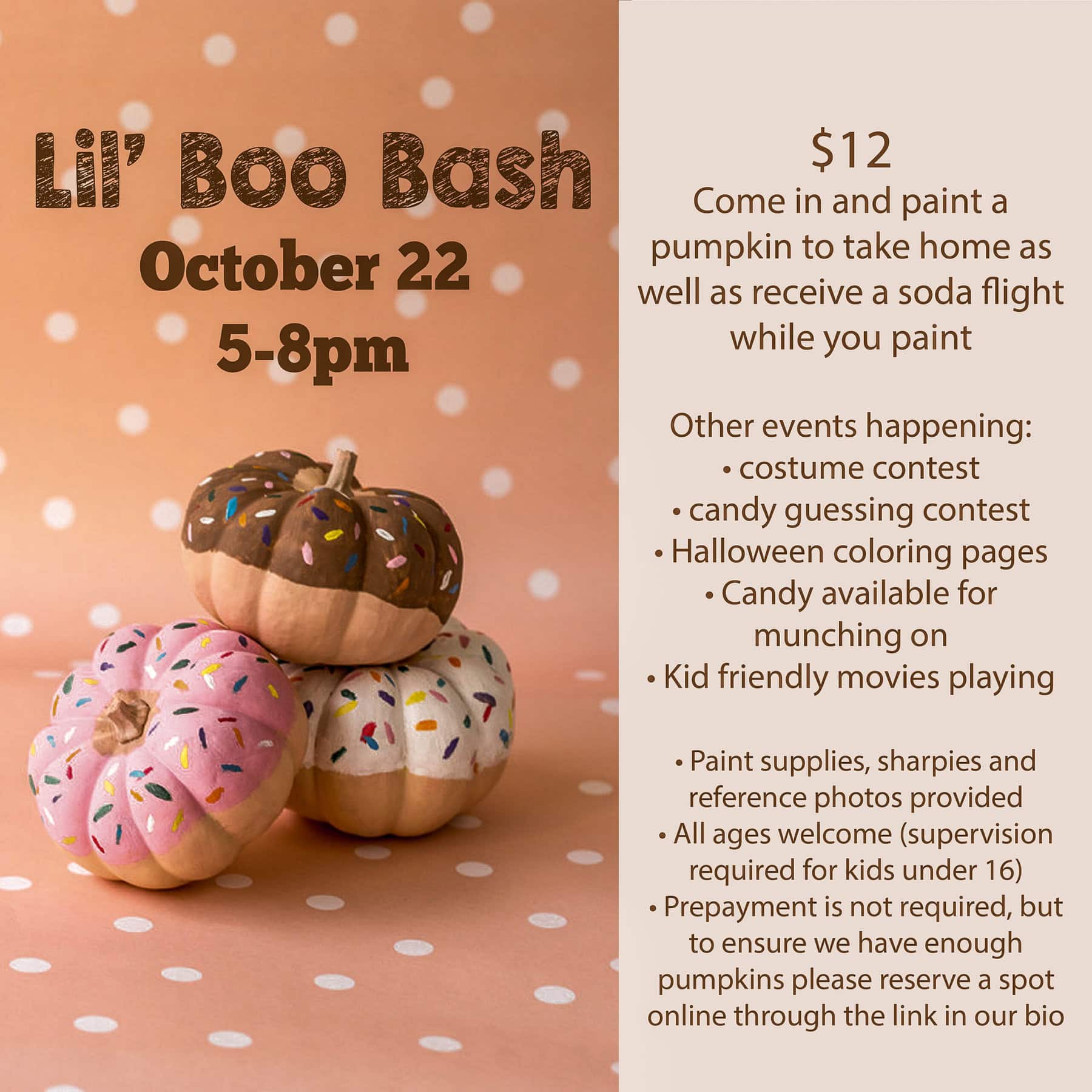 Lil' Boo Bash event promotion, October 22, 5-8pm.