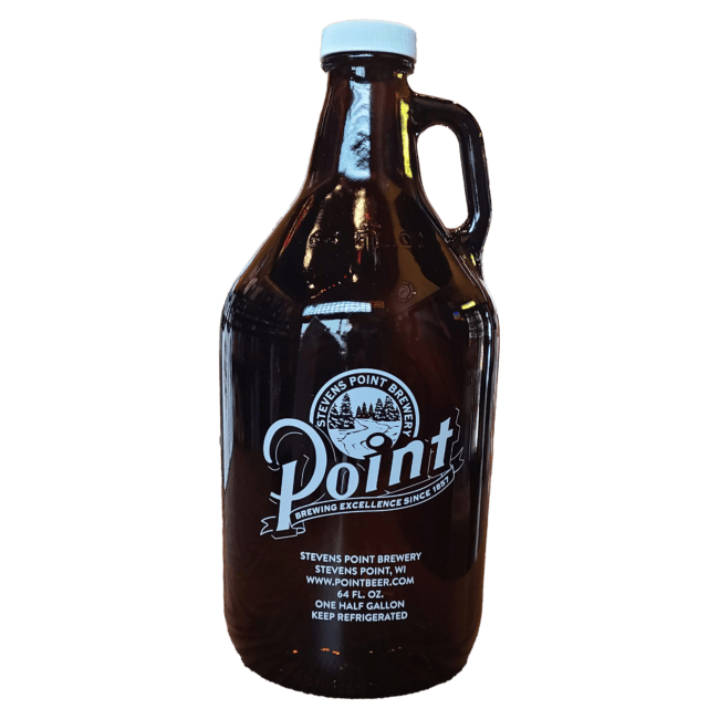 Stevens Point Brewery 64 oz growler bottle.