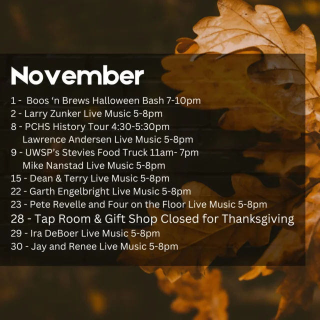 Events for November, December, January and February are in!